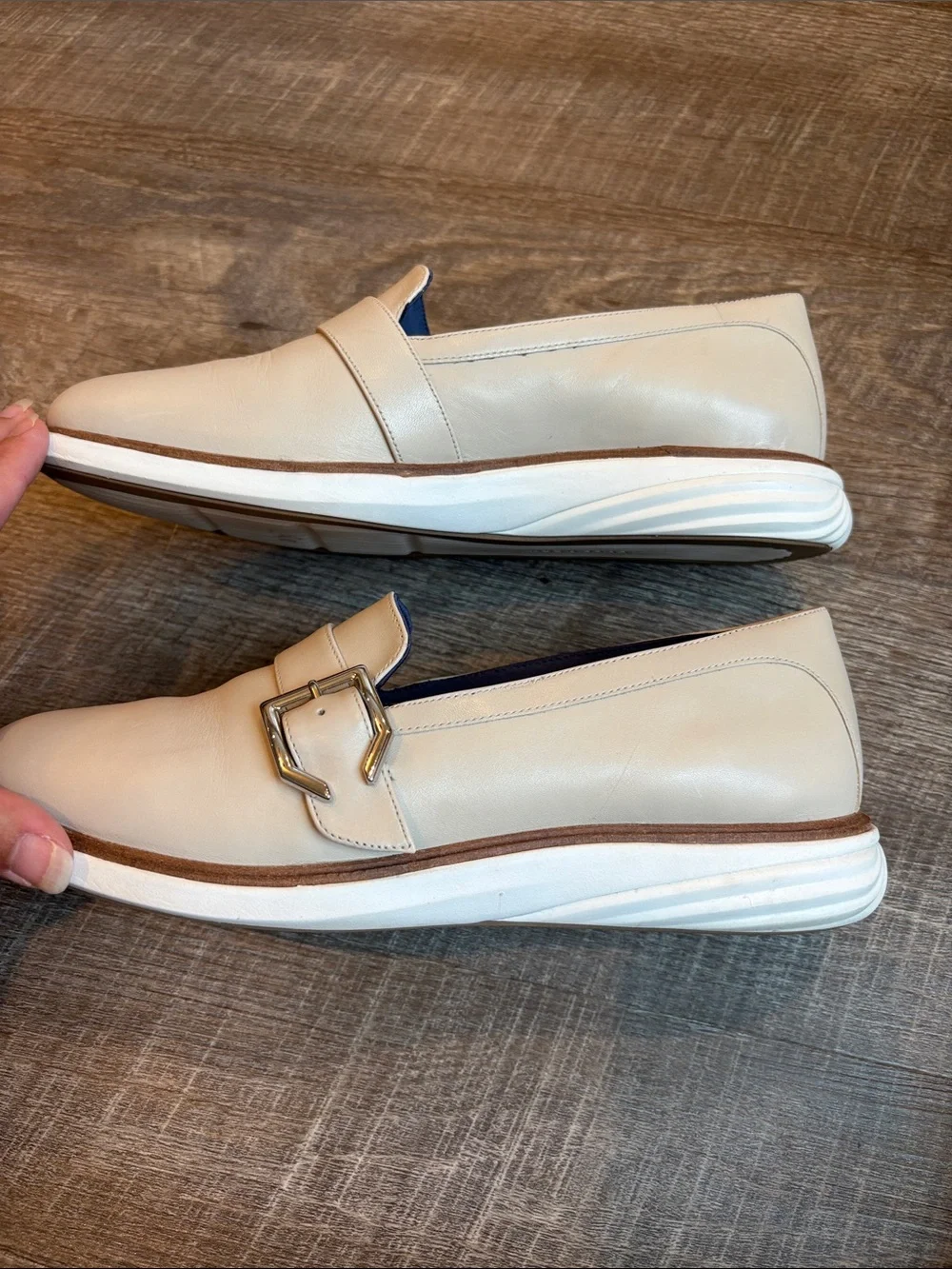 Cole Haan Women's GrandEvolution Slip On Shoes Women’s 8.5 Ivory Leather Loafers